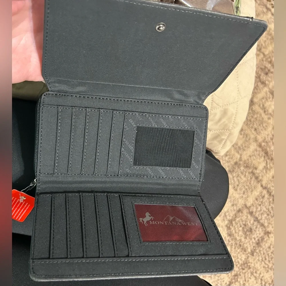 Montana West Gray and Turquoise Studded Wallet - Picture 6 of 7